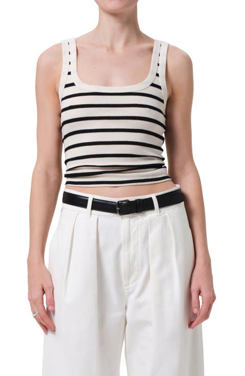Faye Stripe Crop Organic Cotton Blend Tank