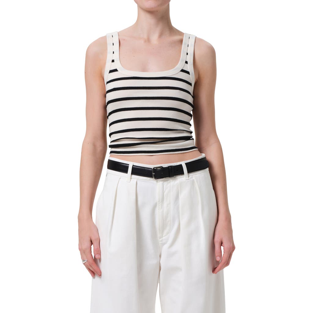 Citizen Of Humanity Citizens Of Humanity Faye Stripe Crop Organic Cotton Blend Tank