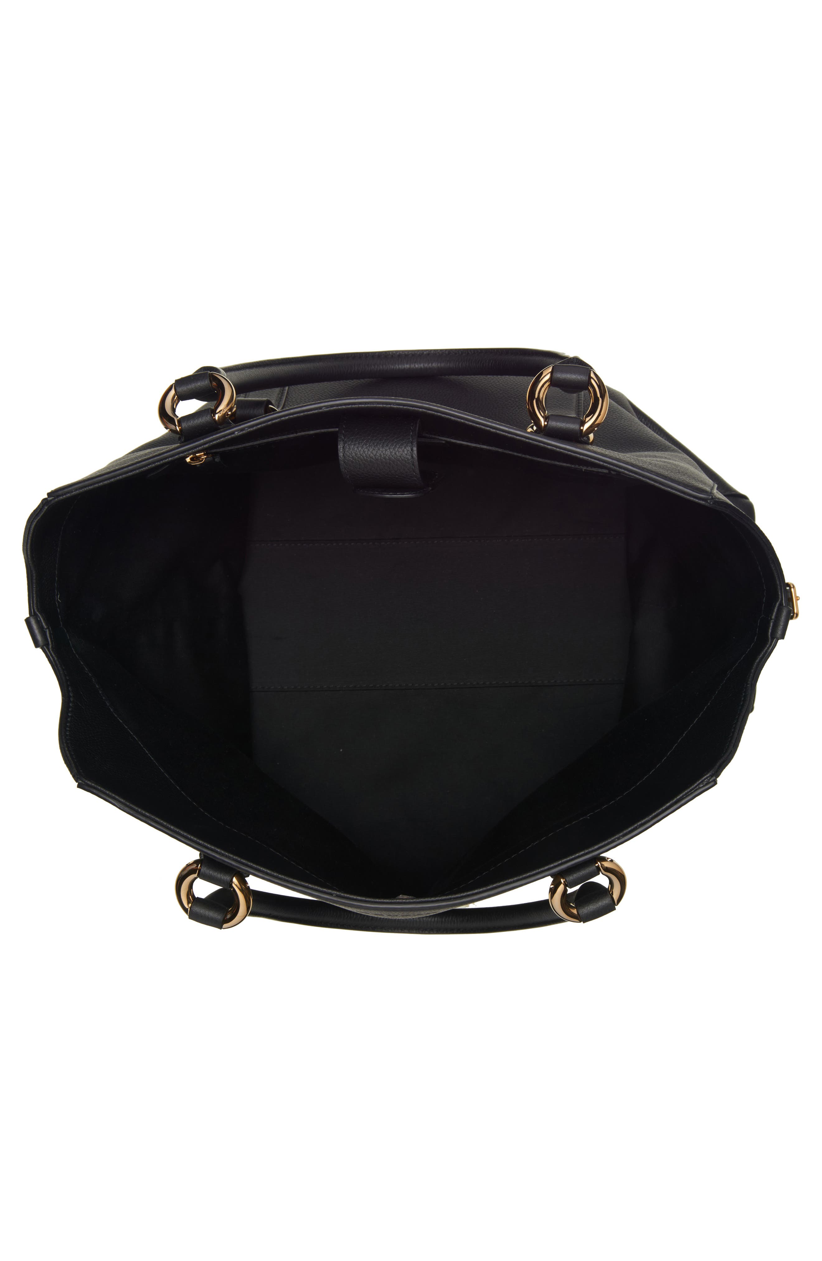 McQueen Farringdon Leather North/South Tote, Alternate, color, Black/ Gold