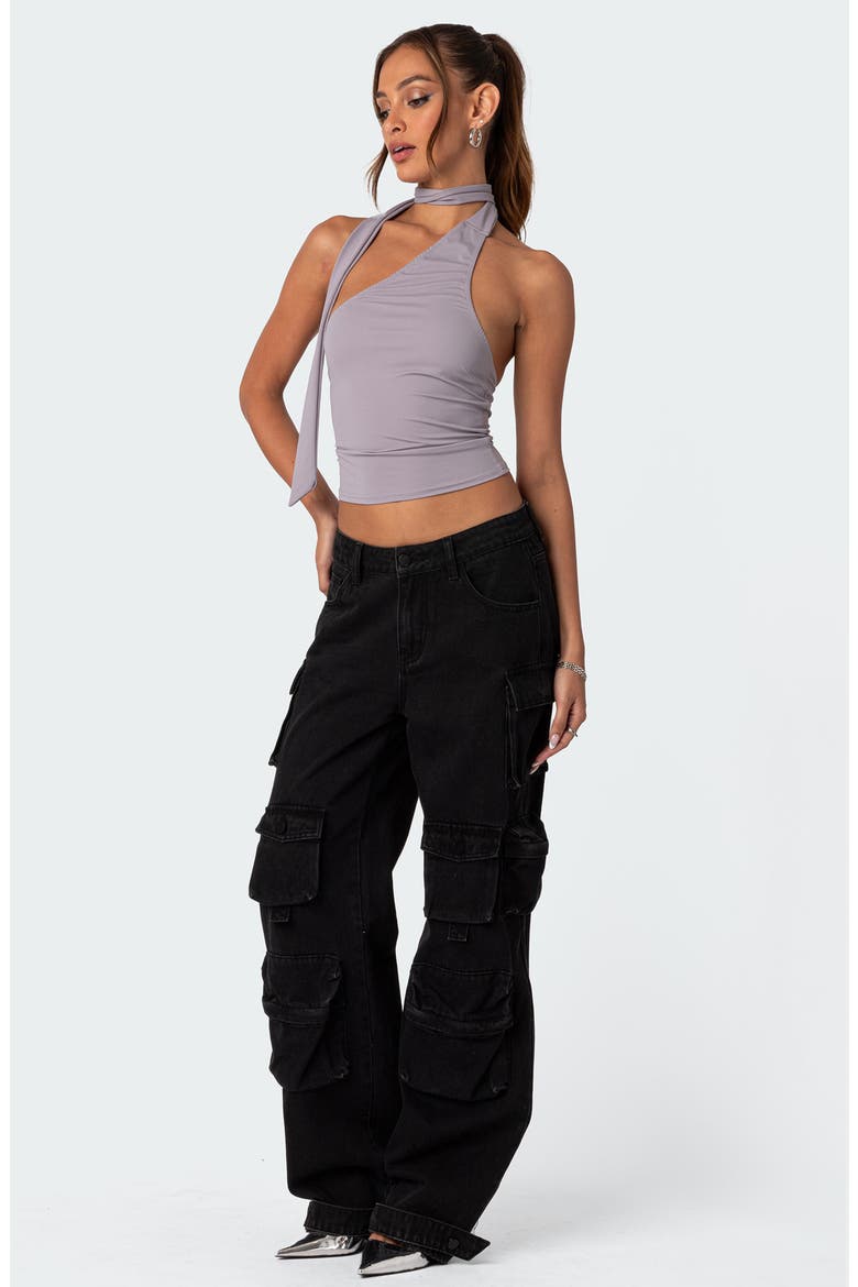 Melony Scarf Halter Top, Alternate, color, GRAY