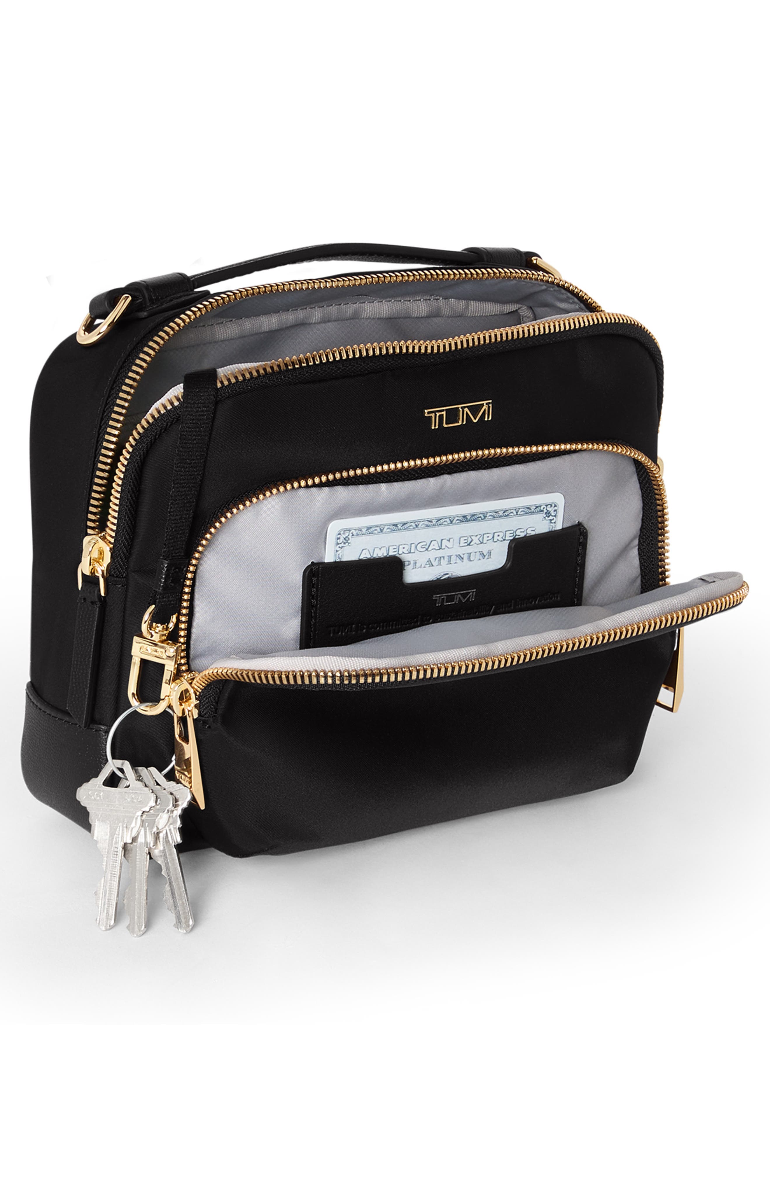 TUMI Teghan Crossbody, Alternate, color, Black/ Gold