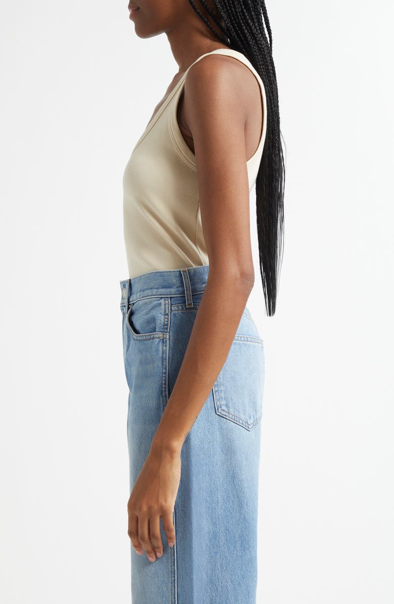 Veronica Beard Birke Stretch Cotton Tank, Alternate, color, Limestone