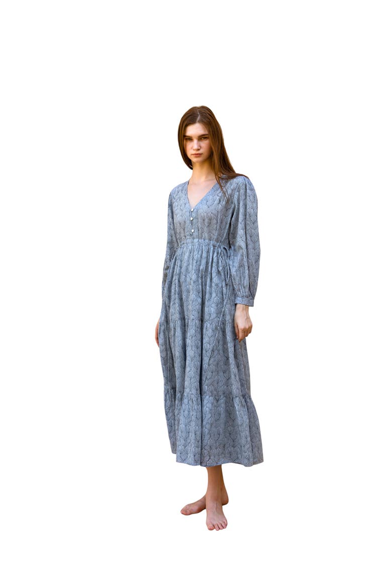 Hand-Printed Ashbury Dress, Main, color, Grey - M/L