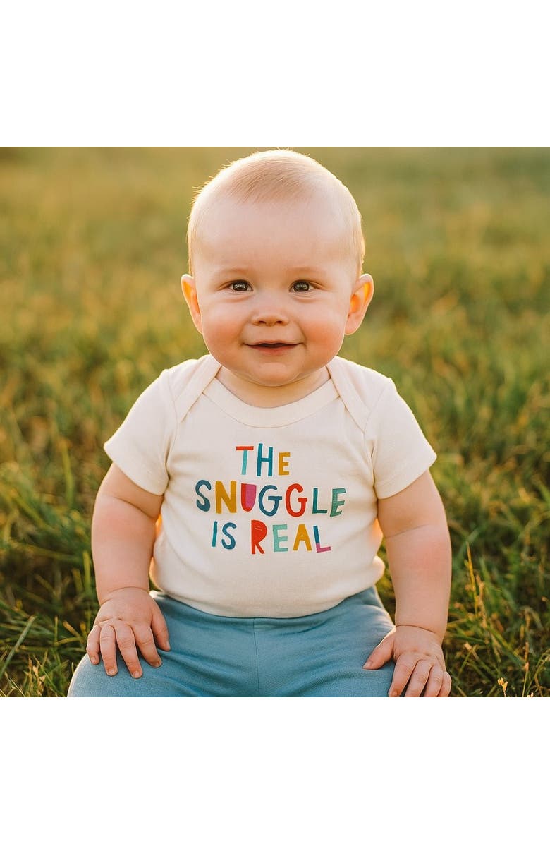 Finn + Emma Organic Baby Graphic Bodysuit | Snuggle is Real, Alternate, color, Off White