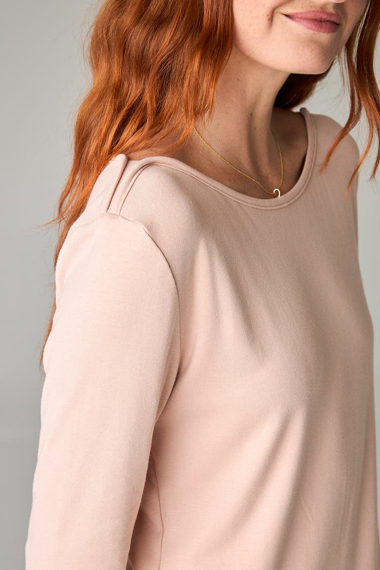 Nasaya Eco-Luxe Rib Bateau Neck 3/4 Length Sleeve Top - Ultra-Luxe Flow, Alternate, color, Rose Quartz