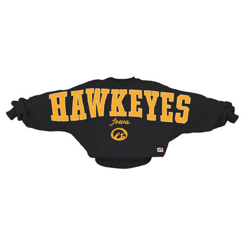 Women's Pressbox  Black Iowa Hawkeyes Flannigan Oversized Dolman Pullover Sweatshirt