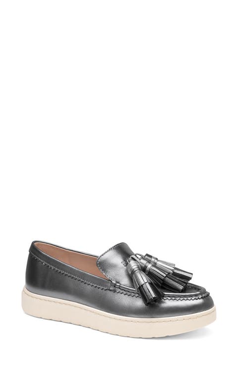 silver dress shoes for older ladies Women's Metallic Comfortable low heel silver dress shoes