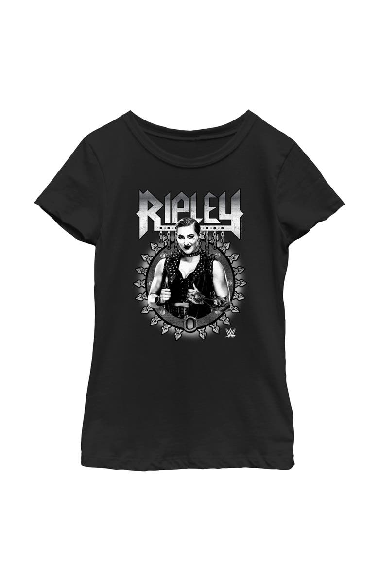WWE Girl's WWE Ripley Black and White Photo Graphic T-Shirt, Main, color, Black
