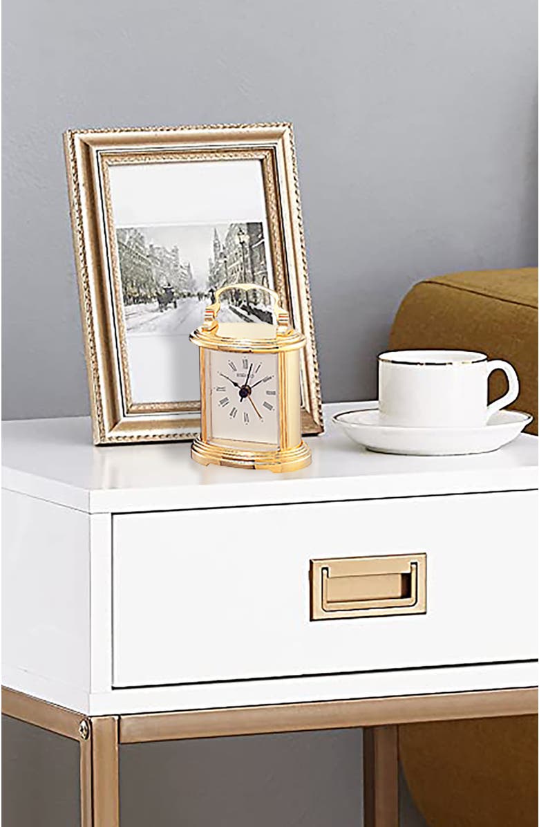 Seiko Peyton Gold-Tone Carriage Alarm Clock, Alternate, color, Gold