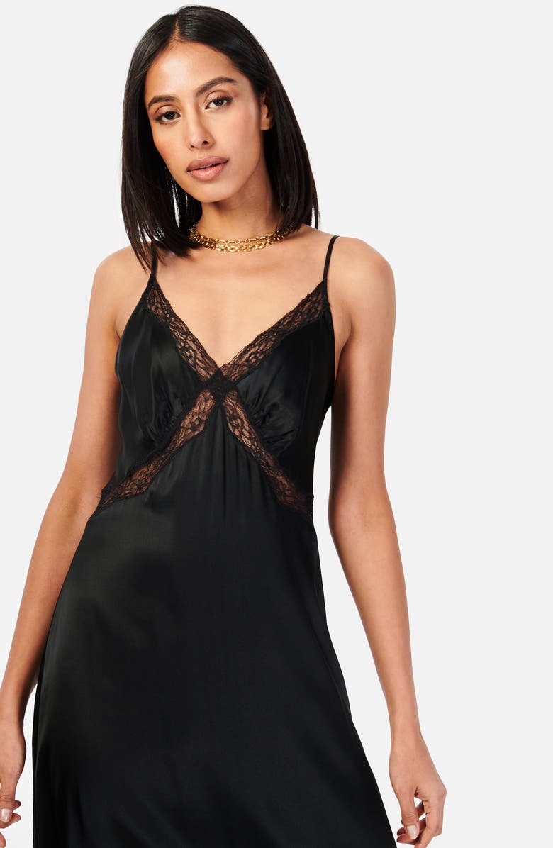 CAMI NYC Marilyn Lace Trim Silk Midi Slipdress, Alternate, color,