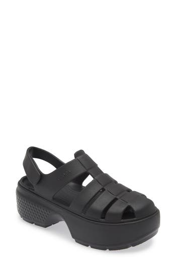 Crocs Stomp Platform Fisherman Sandal In Black