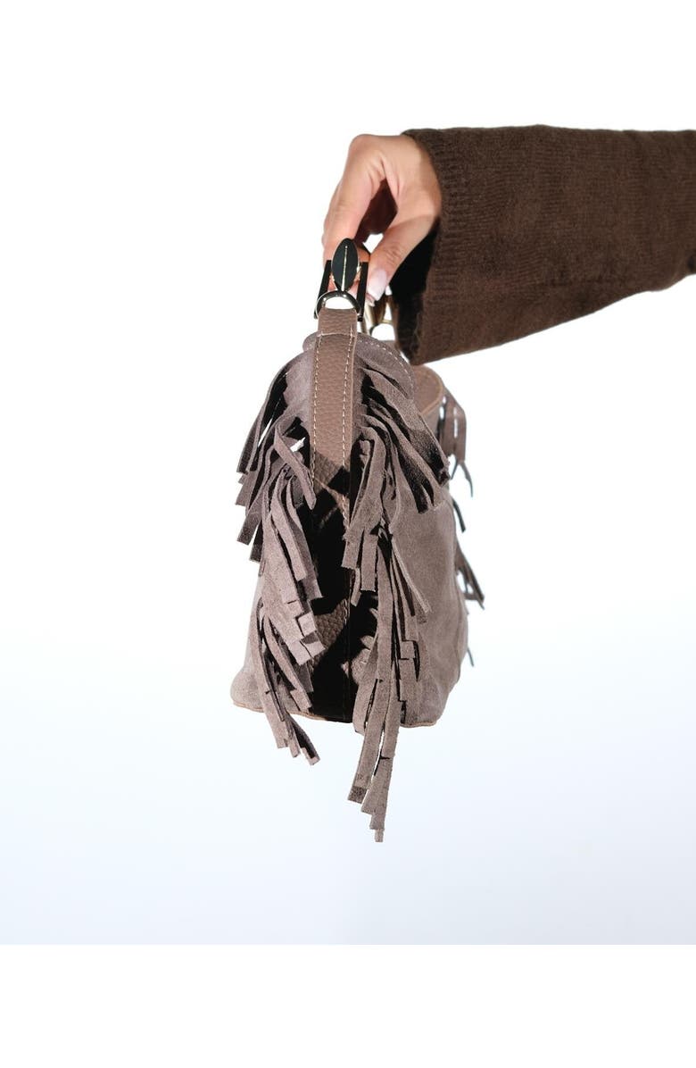 Forever & Always Shoes Astren Leather Shoulder Bag, Alternate, color, Taupe Suede Leather