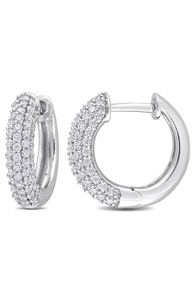 Julianna B. Moissanite Multi-Row Hoop Earrings, Main, color, Sterling Silver