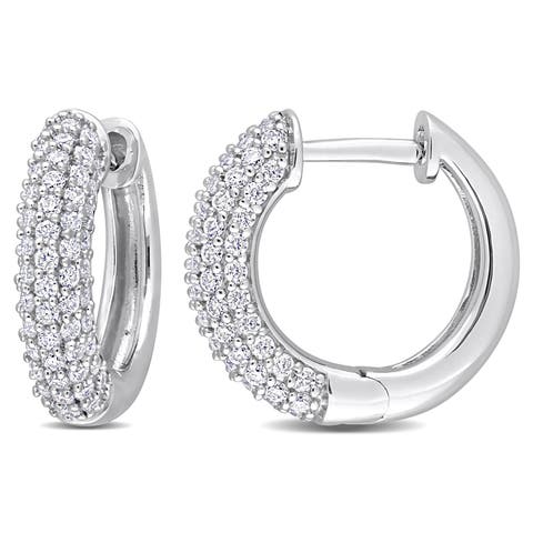 Moissanite Multi-Row Hoop Earrings