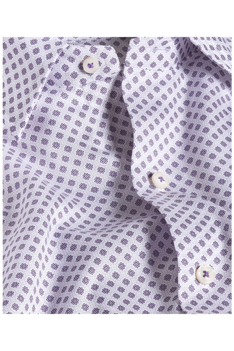 Neat Print Short Sleeve Shirt, Alternate, color, WHITE/ PURPLE