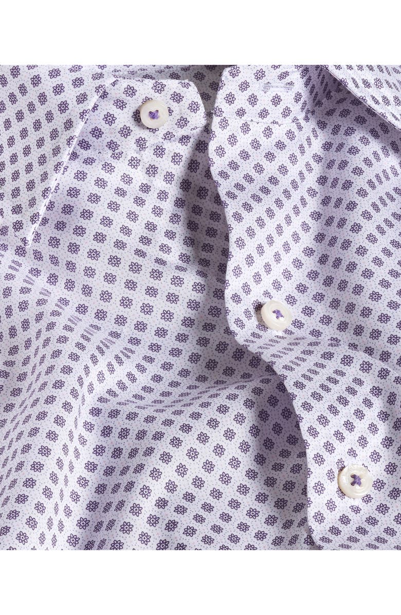 David Donahue Neat Print Short Sleeve Shirt, Alternate, color, White/ Purple