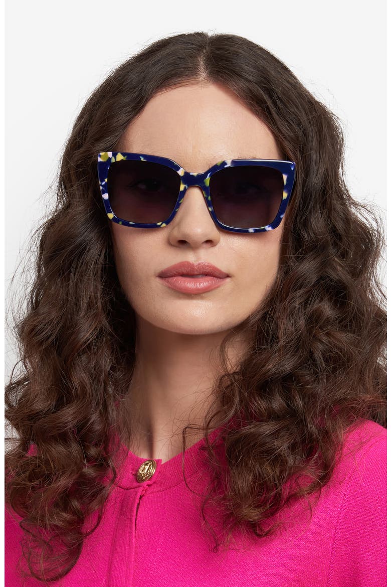lilah 55mm gradient polarized square sunglasses, Alternate, color, BLACK MULTICOLOR/ GREY POLAR