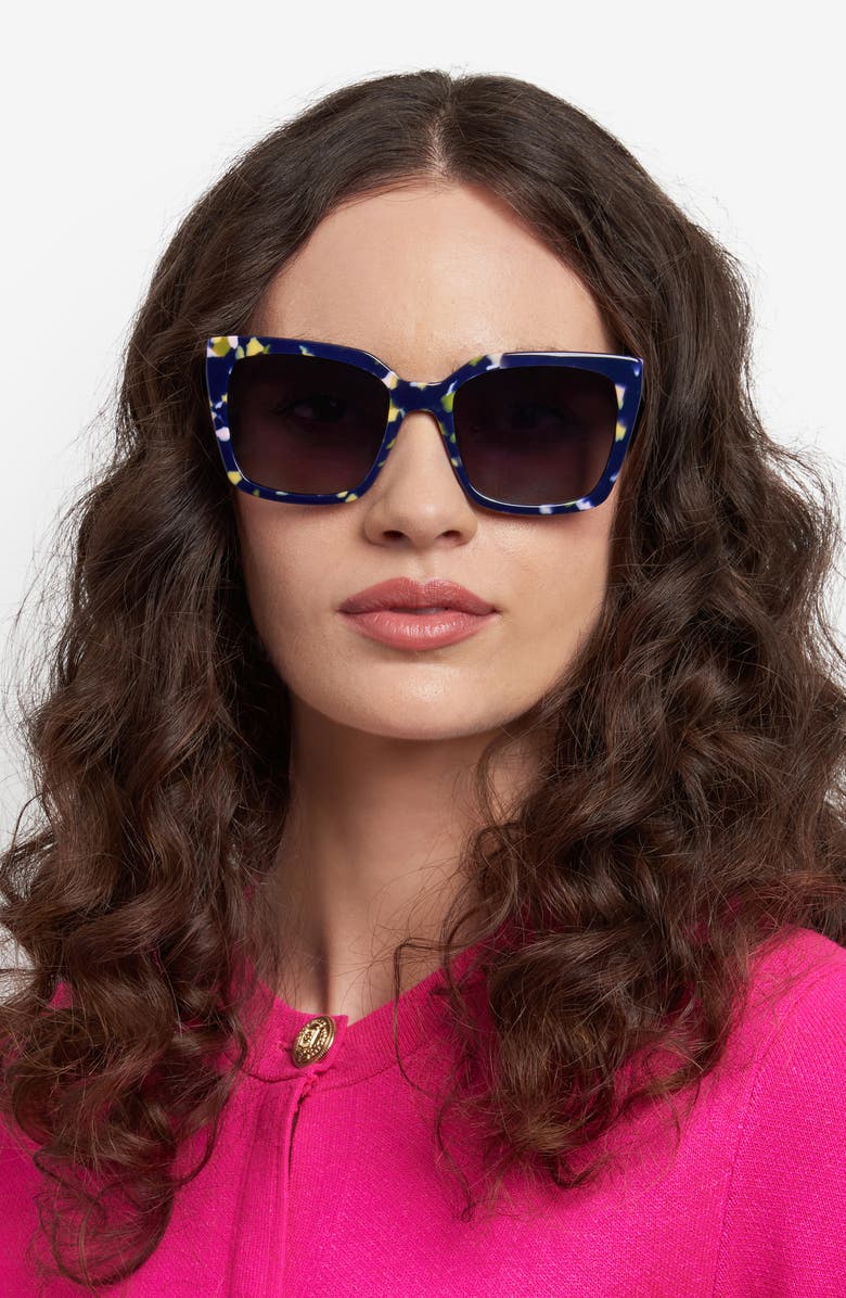 Kate Spade New York lilah 55mm gradient polarized square sunglasses, Alternate, color, Black Multicolor/ Grey Polar