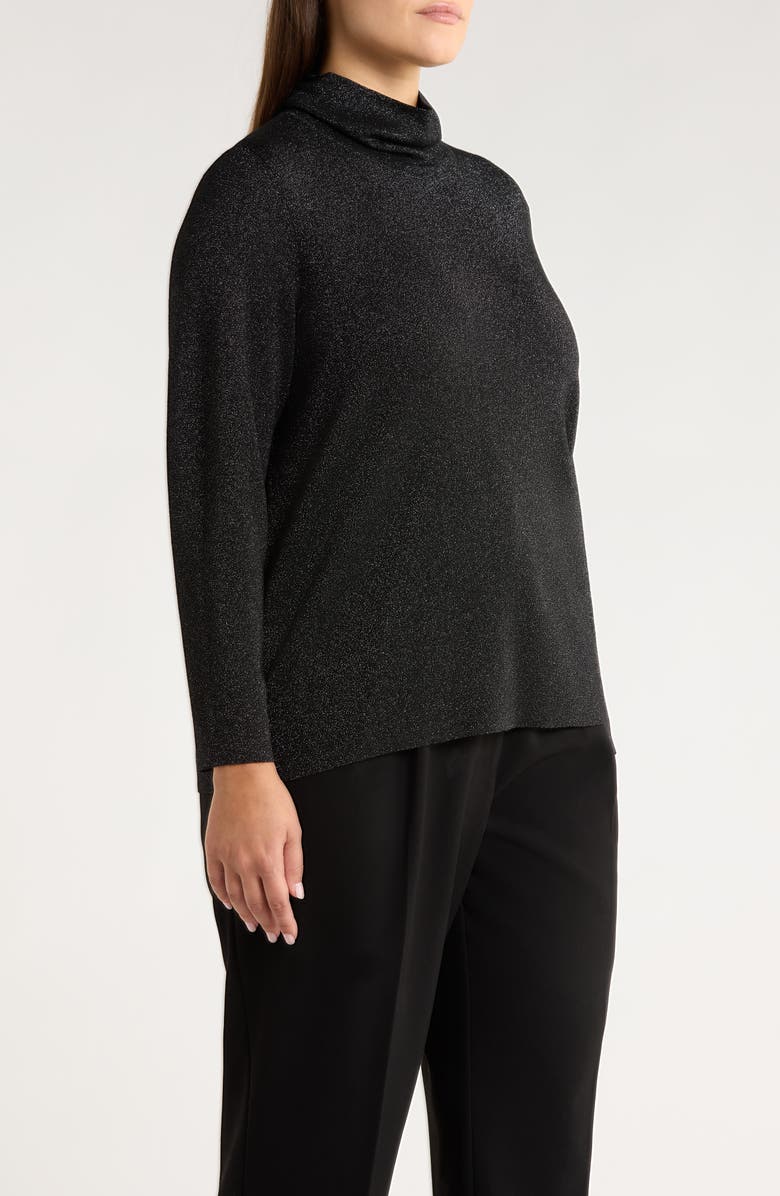 Eileen Fisher Metallic Turtleneck Sweater, Alternate, color, Black