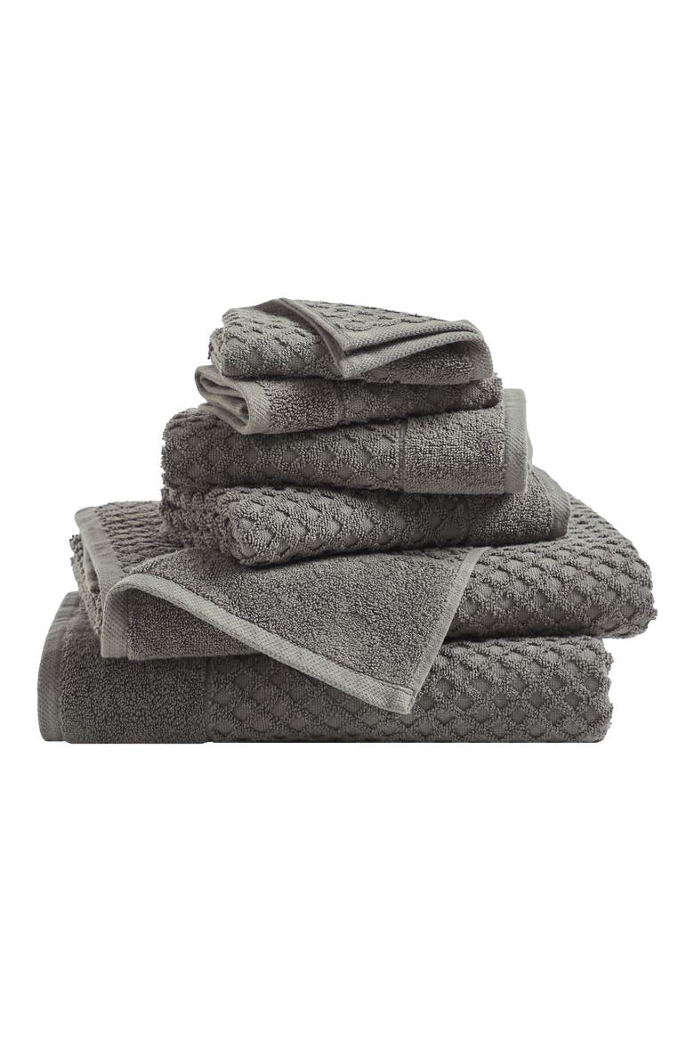 Diamond Waffle Texture 6-Piece Towel Set, Main, color, DARK GREY
