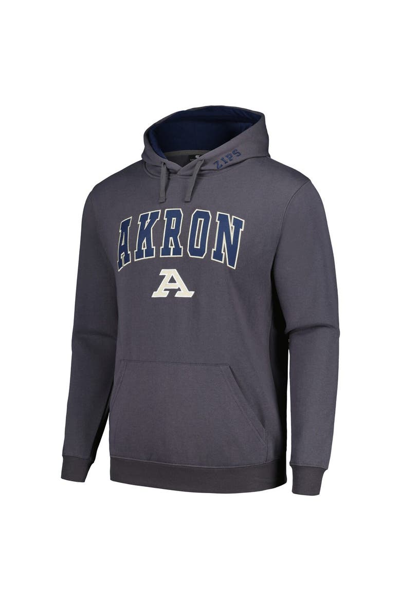 Men's Colosseum Charcoal Akron Zips Arch and Logo Pullover Hoodie, Alternate, color, Charcoal