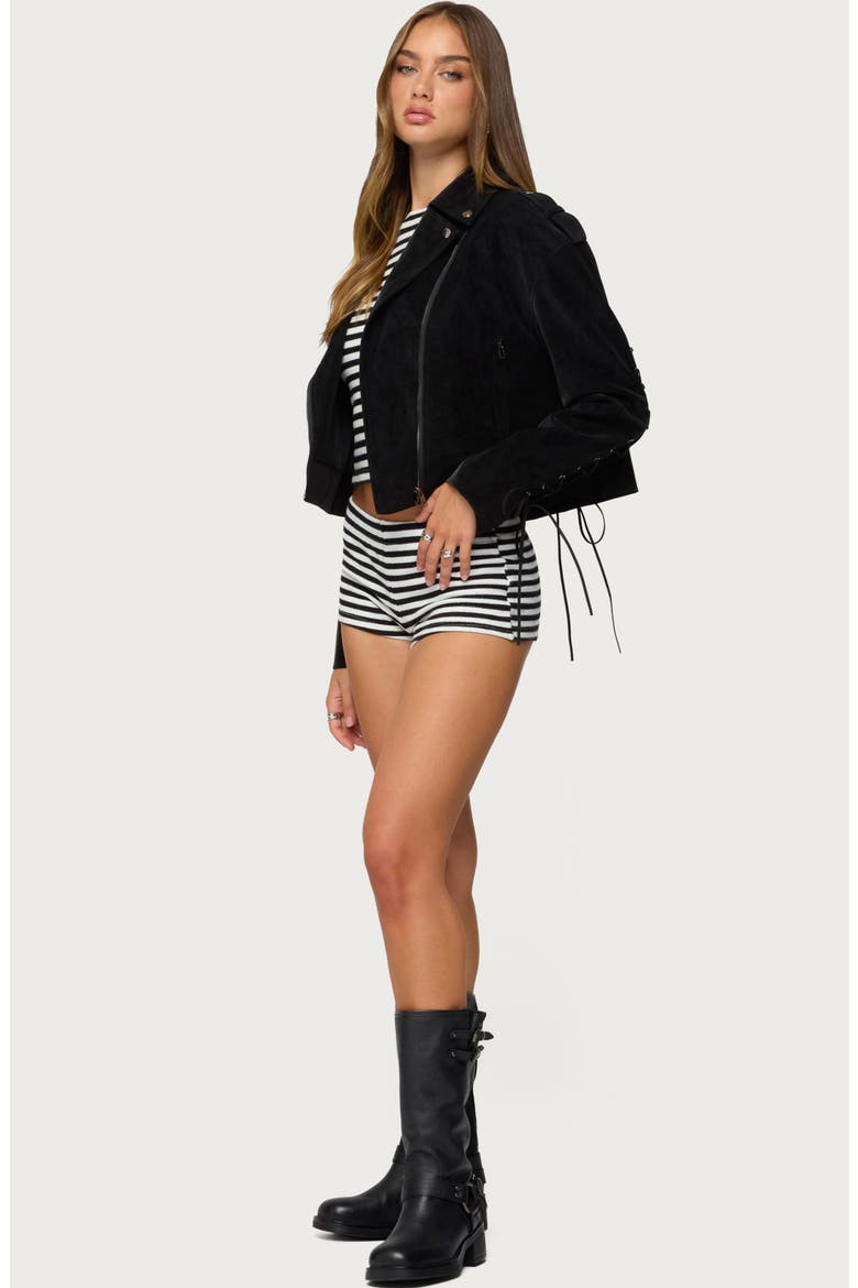 Ryder Faux Suede Biker Jacket, Alternate, color, BLACK