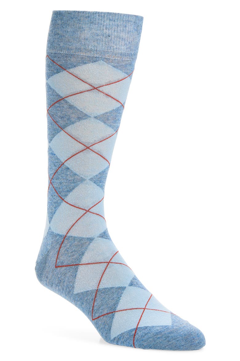 Argyle Crew Socks, Main, color, BLUE ASSORTED