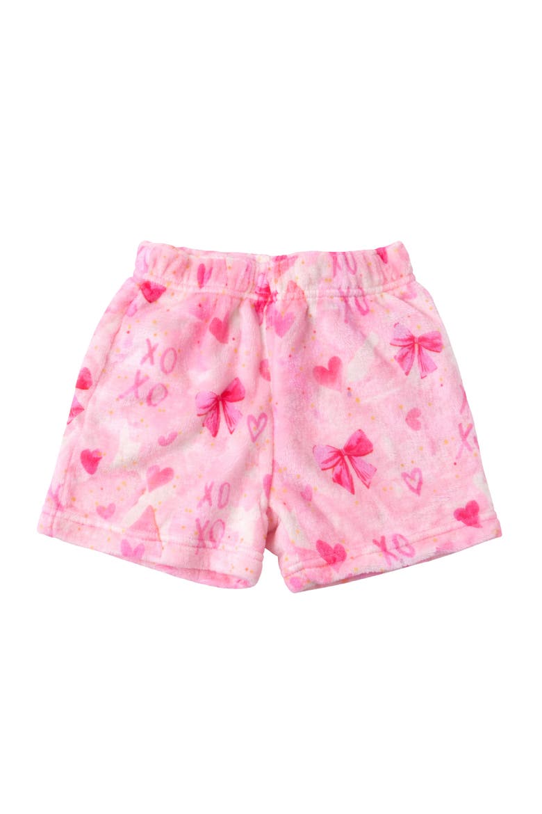 Plush Bows Print loungewear Shorts, Main, color, Pink