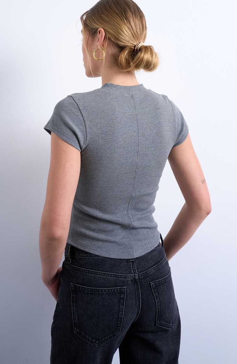 Topshop Curved Hem Fitted Stretch Cotton T-Shirt, Alternate, color, Grey