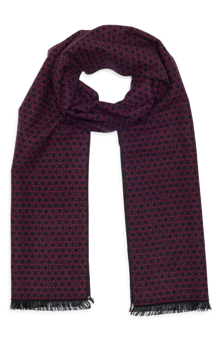 Ted Baker London Geometric Silk Reversible Scarf, Main, color, Navy/ Burgundy