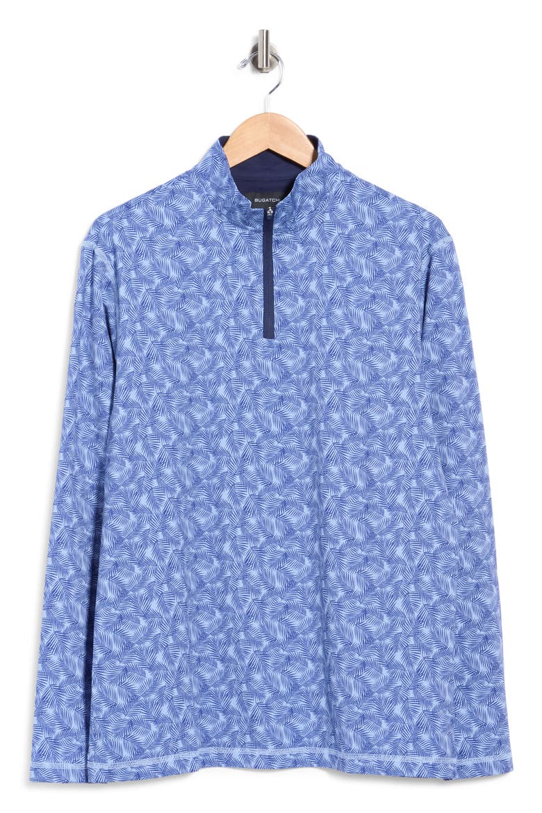 Stretch Cotton Quarter Zip Pullover, Main, color, AIR BLUE