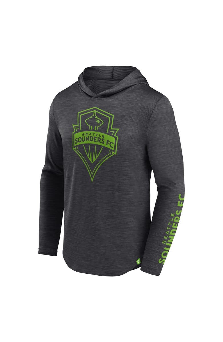 FANATICS Men's Fanatics Branded Charcoal Seattle Sounders FC First Period Space-Dye Pullover Hoodie, Alternate, color, 