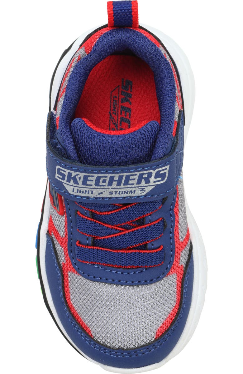 SKECHERS Kids' Play Scene Light Up Machine Washable Sneaker, Alternate, color, Navy/ Red