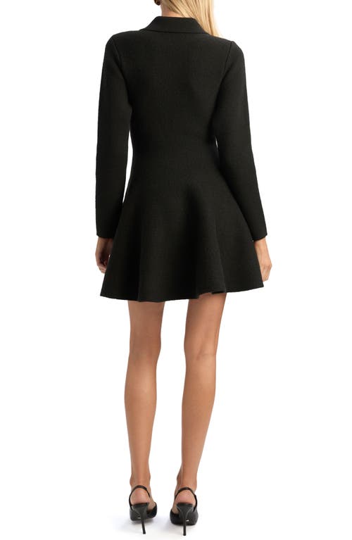 Bardot Lexter Long Sleeve Fit & Flare Polo Sweater Minidress In Brown