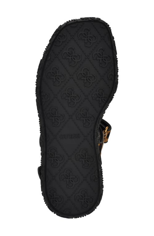 Guess Lanara 3 Genuine Calf Hair Sandal In Medium Brown
