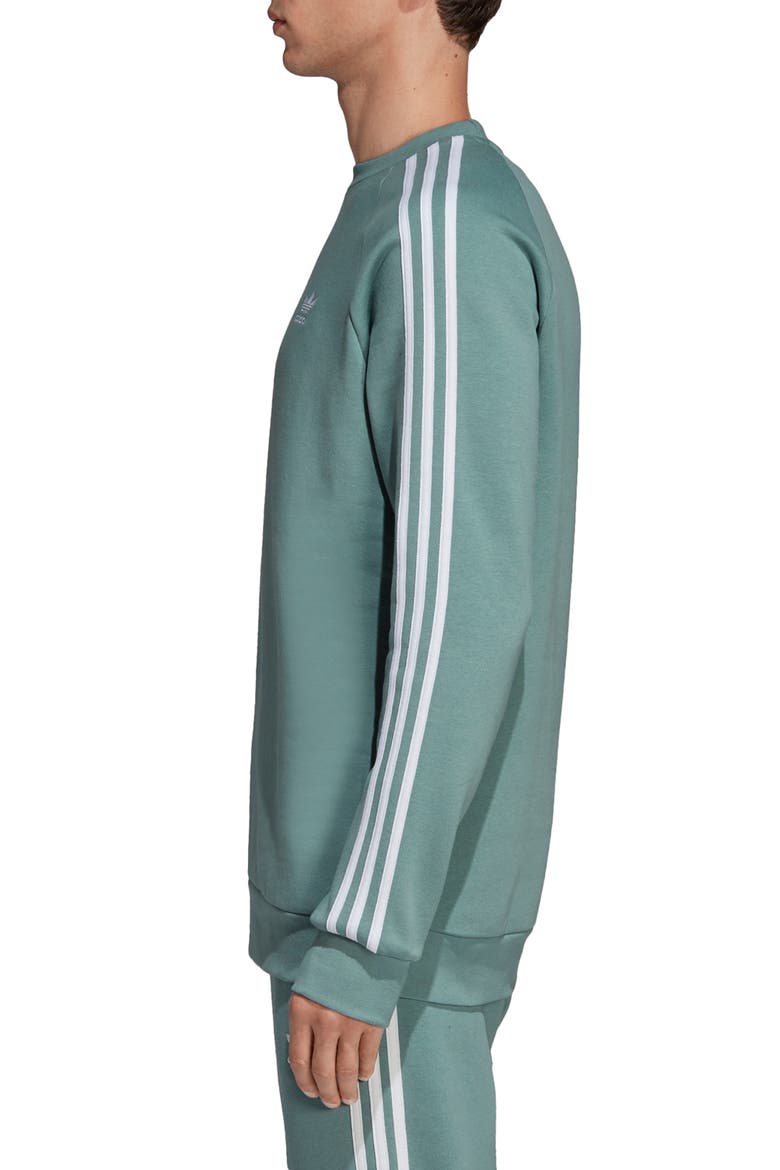 3-Stripes Crewneck Sweatshirt, Alternate, color, VAPOR STEEL