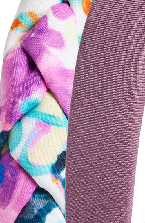 Tasha Braided Pleated Headband In Green Mauve