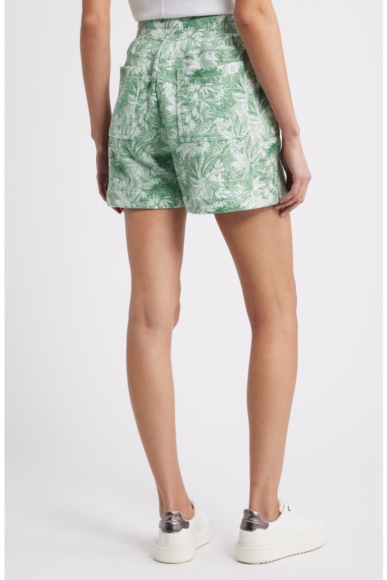 Marina del Mar Forte Frond Print Cotton Shorts, Alternate, color, GRANITE GREEN