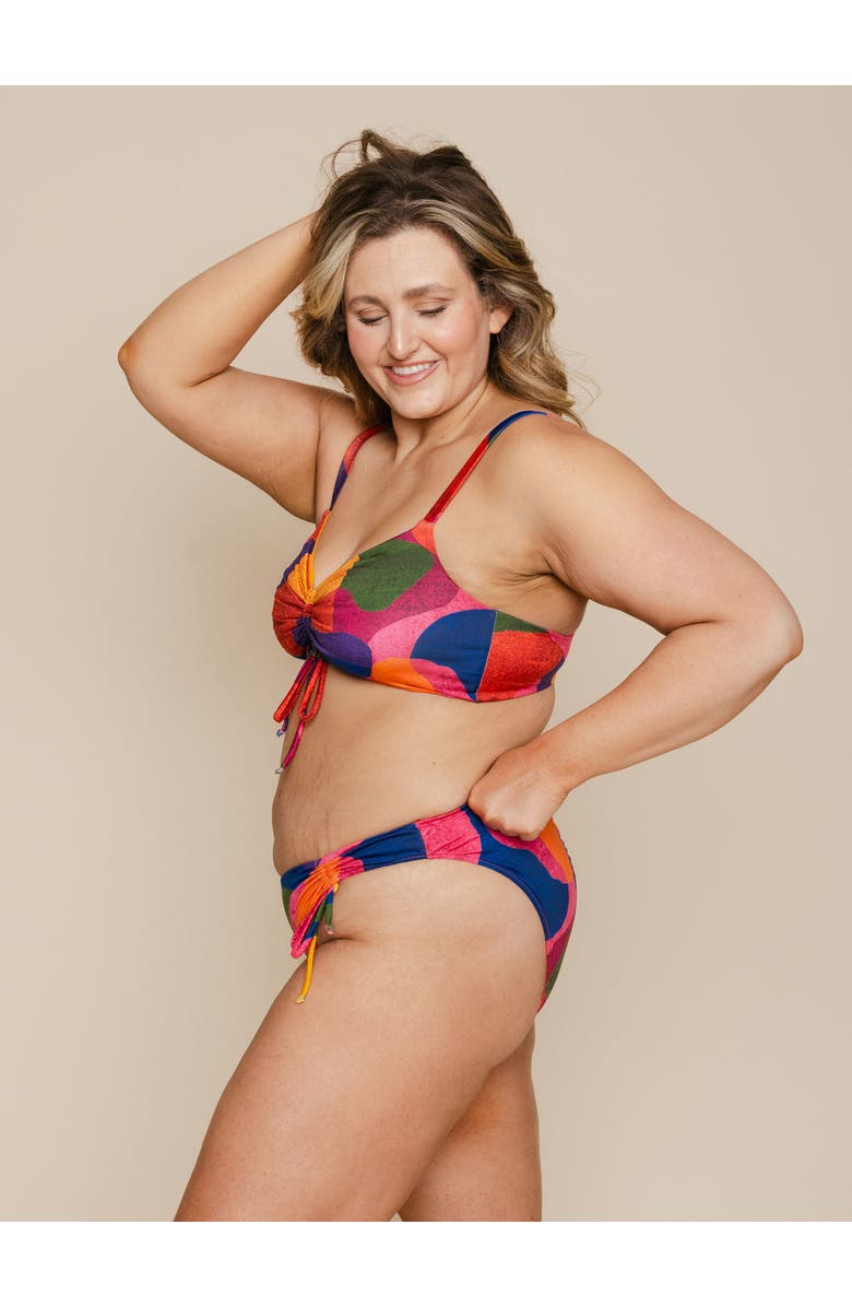 Kitty and Vibe Ruched Tie Bikini Bottoms with Cheeky Coverage, Alternate, color, Isla