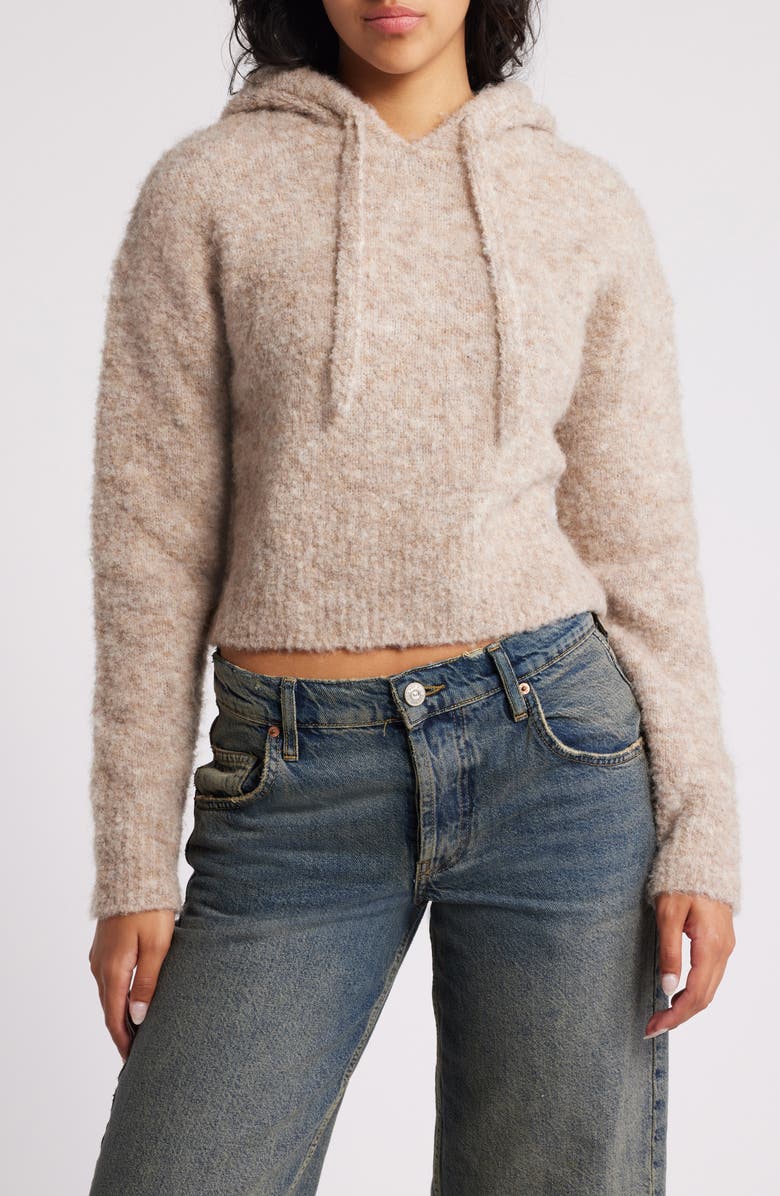 All in Favor Hooded Crop Sweater, Main, color, Oat