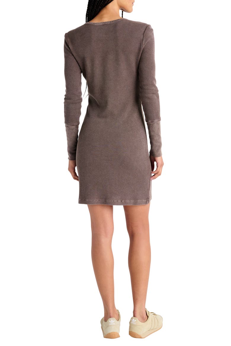 Forever Henley Long Sleeve Minidress, Alternate, color, CHOCOLATE