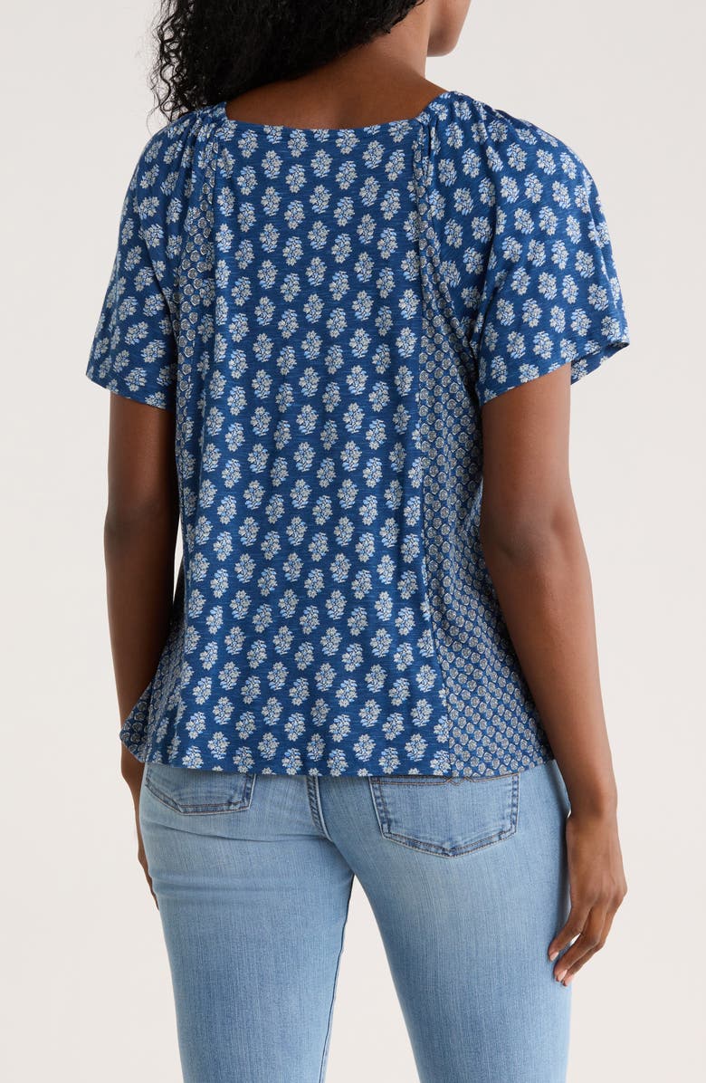 Lucky Brand Raglan Flutter Sleeve Top, Alternate, color, Blue Print Mix