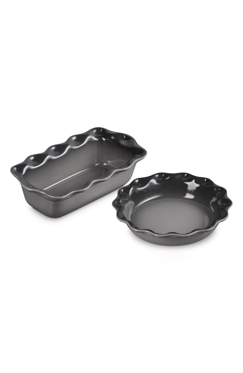 Le Creuset 2-Piece Heritage Stoneware Pie Dish & Loaf Pan Set, Main, color, Oyster