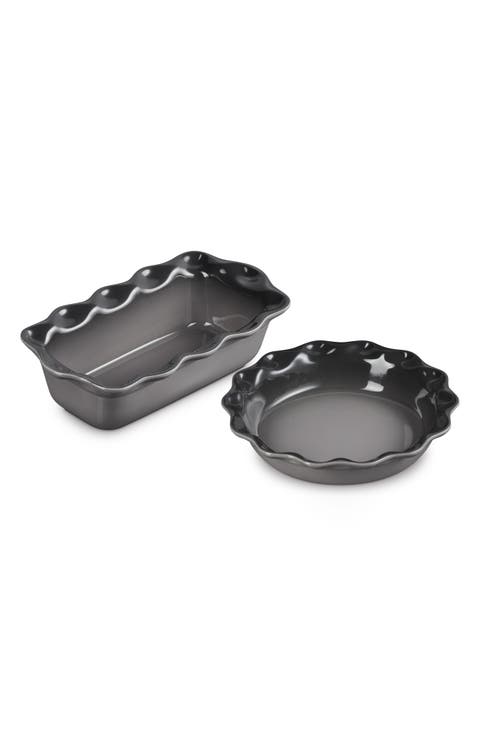 2-Piece Heritage Stoneware Pie Dish & Loaf Pan Set