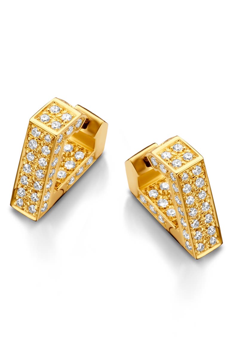 DRIES CRIEL Mini Brute Diamanti Diamond Huggie Hoop Earrings, Main, color, Yellow Gold