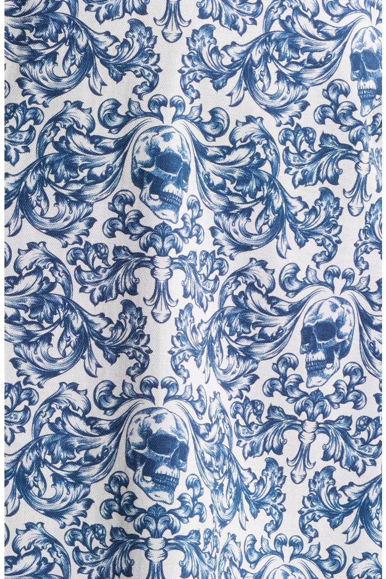 Fancy Skulls Button-Up Shirt, Alternate, color, BLUE/CREAM
