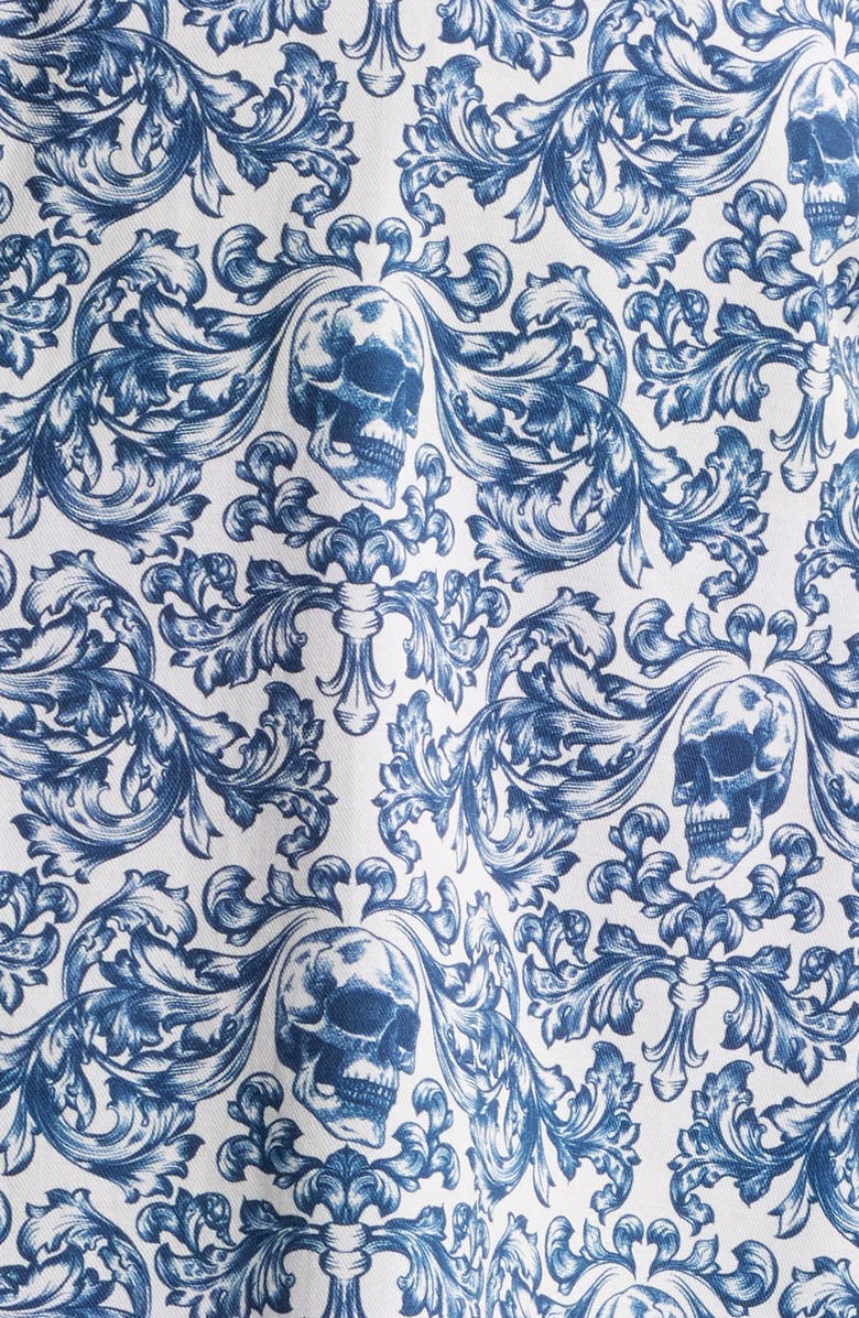 Stone Rose Fancy Skulls Button-Up Shirt, Alternate, color, Blue/Cream