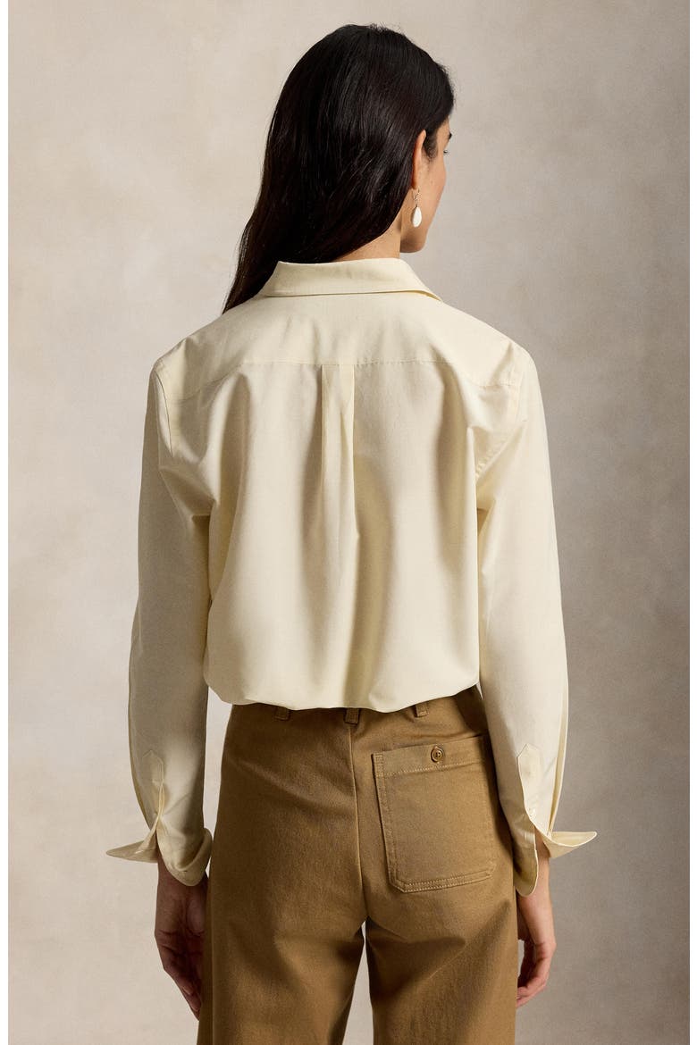 Relaxed Fit Cotton & Silk Button-Up Shirt, Alternate, color, FULL CREAM