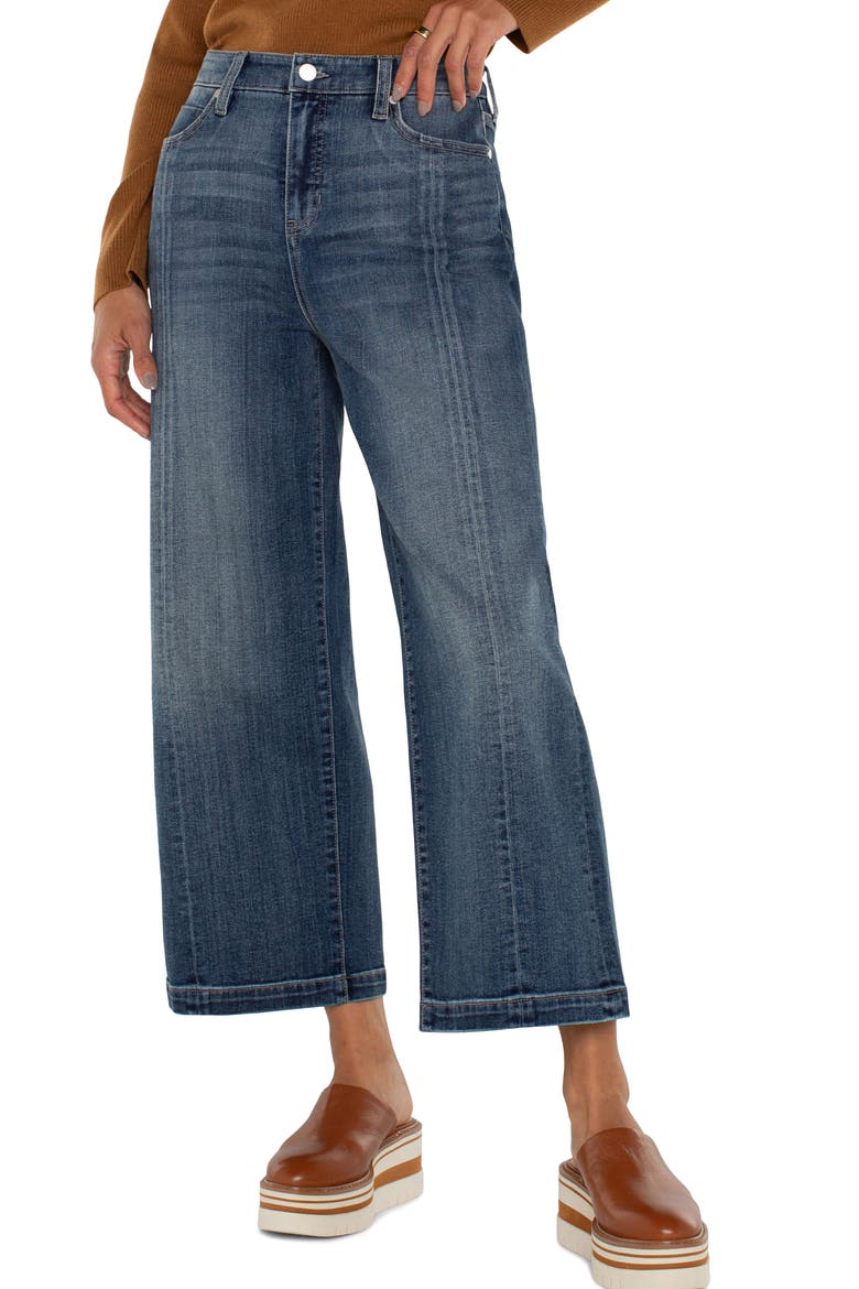Stride Seamed High Waist Crop Wide Leg Jeans, Alternate, color, JENNY LAKE
