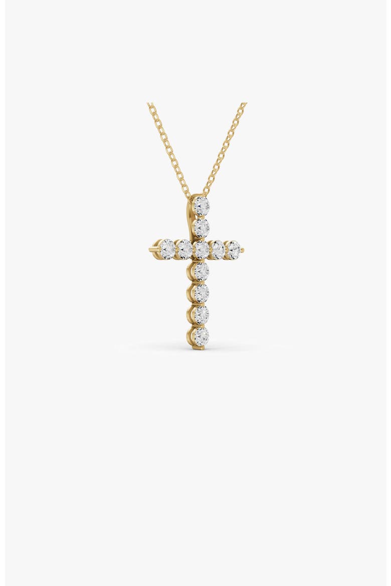 14K Gold Necklace 3 ct Sereia's Cross Pendant with Lab Diamonds, Alternate, color, Yellow Gold